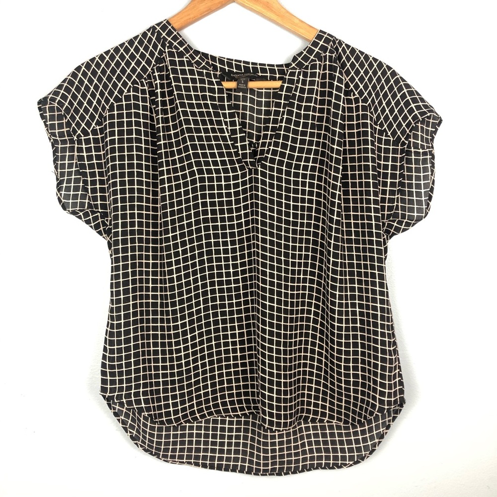 BANANA REPUBLIC Crosshatch Pattern Blouse - Picture 1 of 5